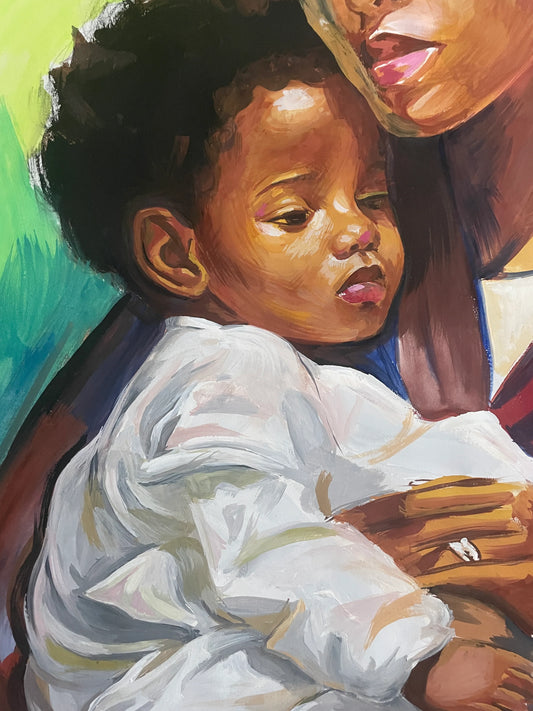 Baby Jesus Gouache Painting by Miami Multidisciplinary Artist Yashiva Robinson 2024