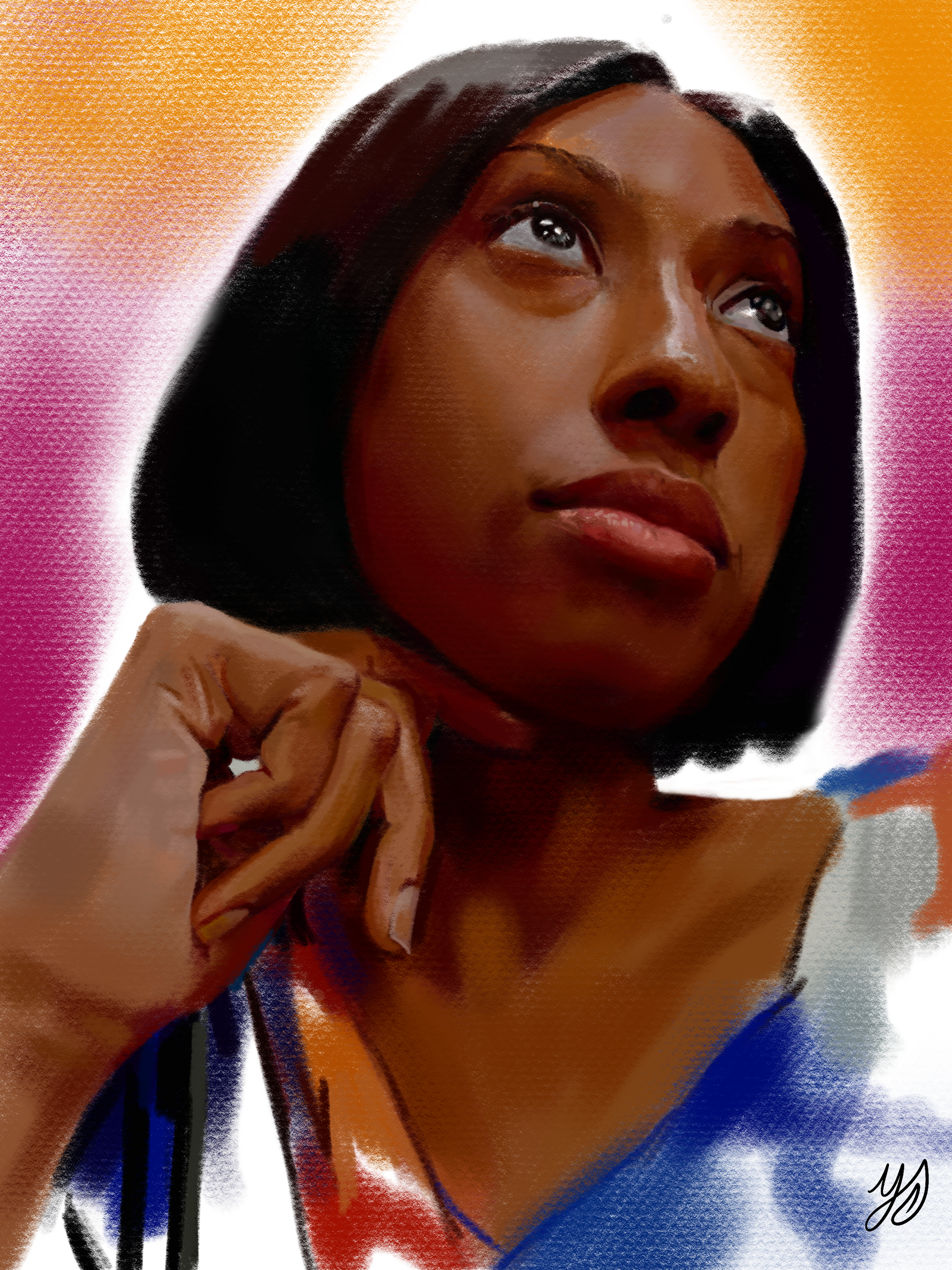 Digital Art Oil Pastel Self Portrait by Miami Multidisciplinary Artist Yashiva Robinson 2024