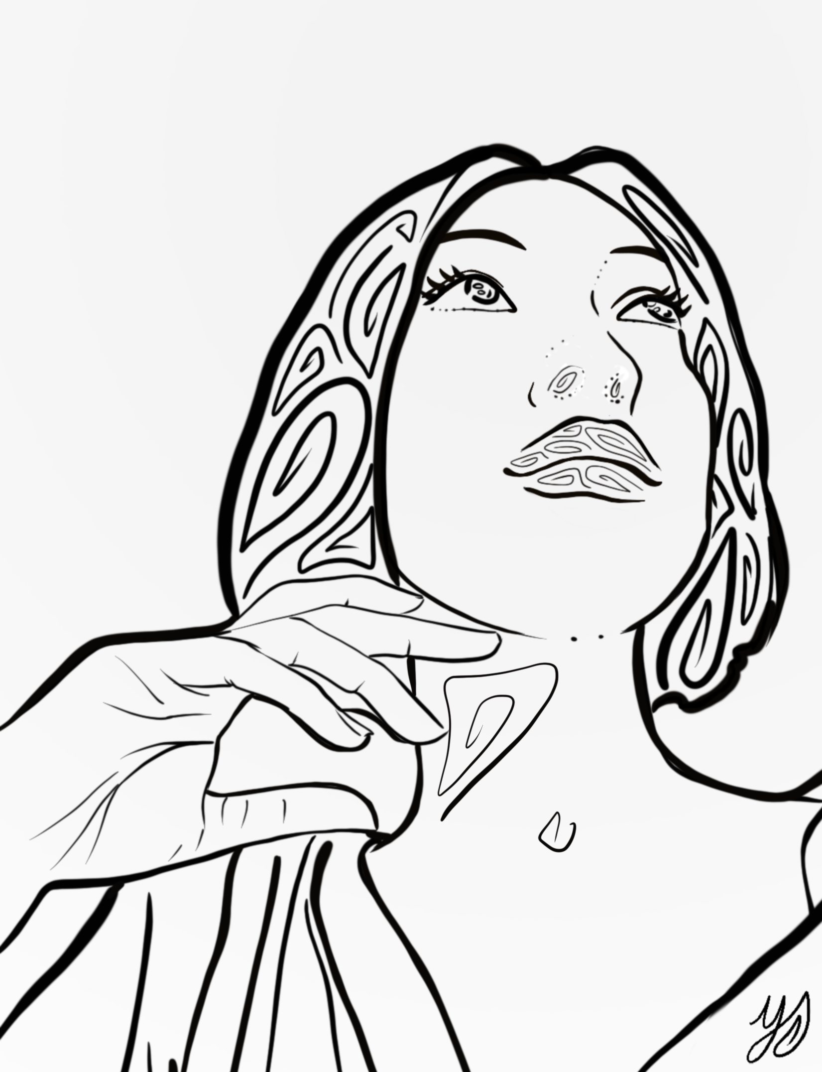 Digital Linework Drawing Self Portrait by Miami Multidisciplinary Artist Yashiva Robinson 2024