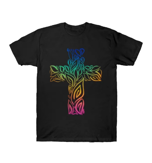 Glowing Rainbow Cross Unisex T-Shirt