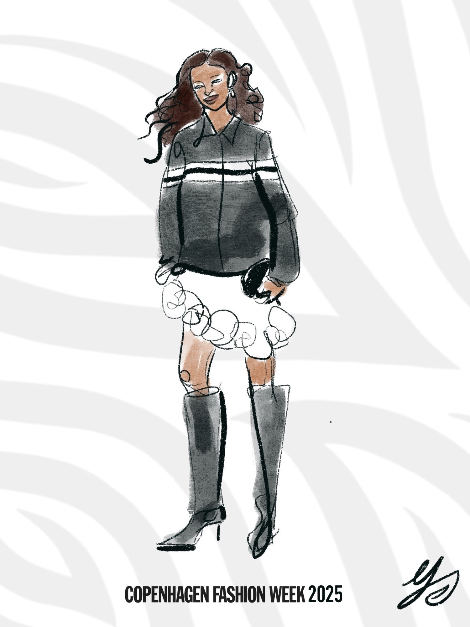 Copenhagen Fashion Week 2025 Street Style Fashion Illustration Sketches by Miami Live & Fashion Artist Yashiva Robinson
