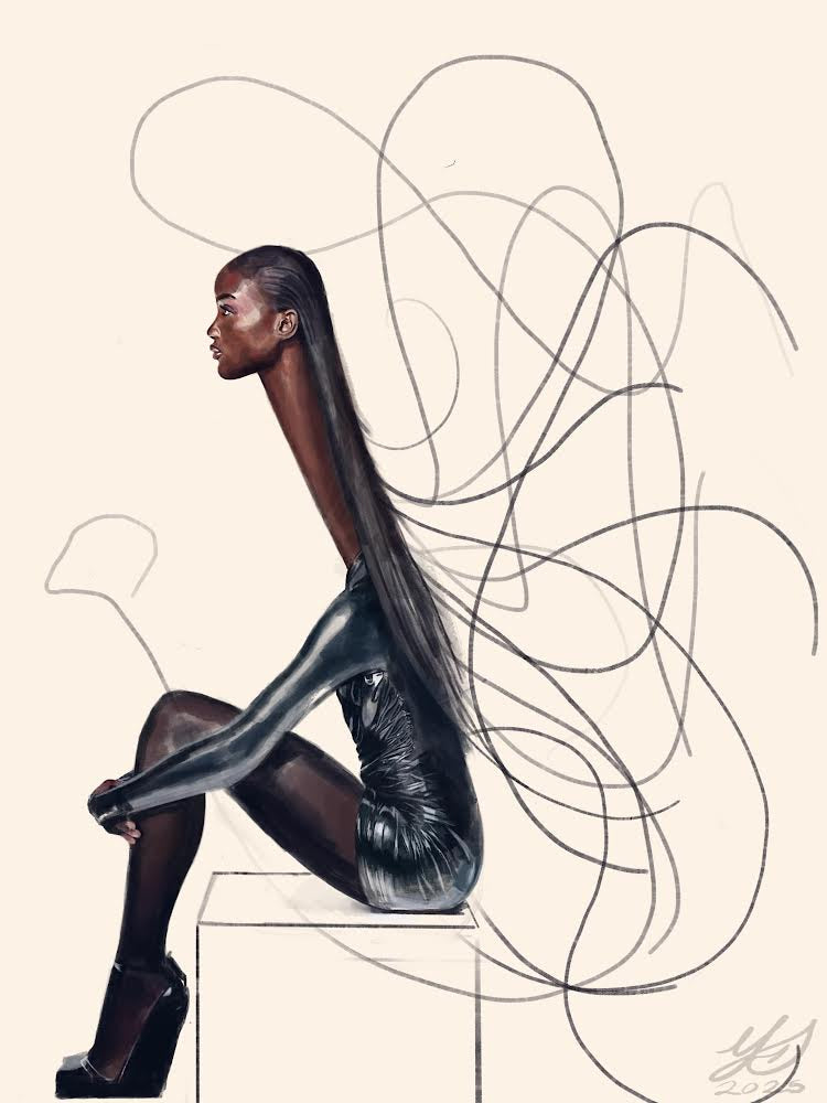 Harper’s Bazaar Italia Fashion Illustration by Fashion Illustrator Yashiva Robinson