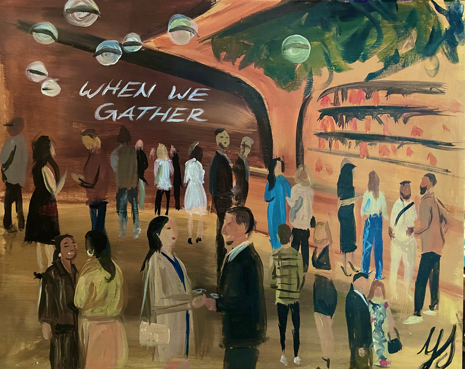 “When We Gather” Hosted by Wade Cellars Art Basel 2024 Event Live Painting Cocktail Hourby Miami Live Painter Yashiva Robinson