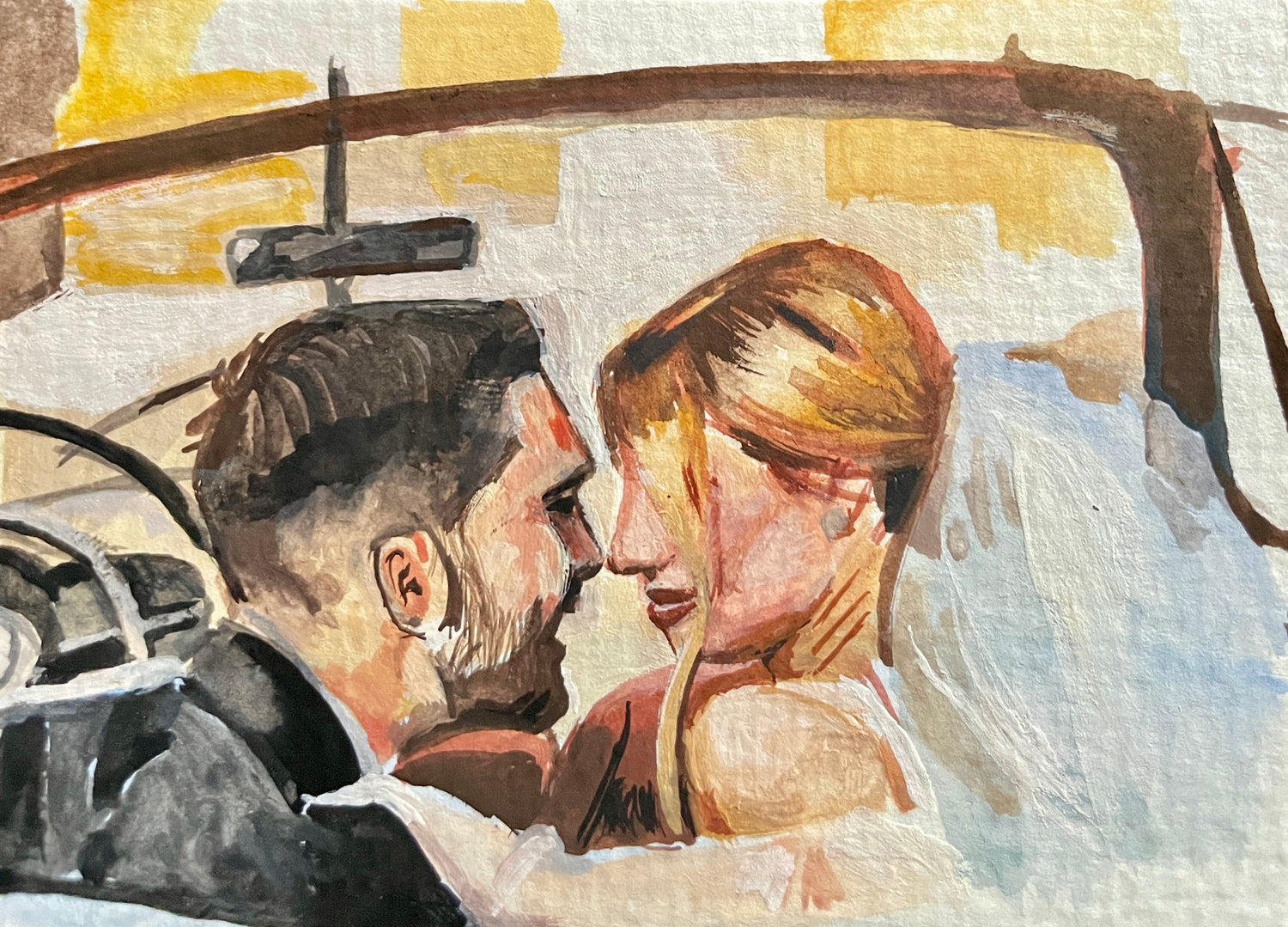 Gouache Miniature Wedding Painting by Miami Live Wedding Painter Yashiva Robinson