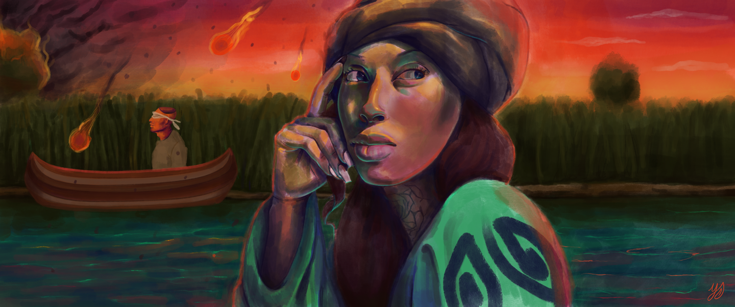 Wisdom Digital Gouache Painting Self Portrait by Miami Multidisciplinary Artist Yashiva Robinson 2024